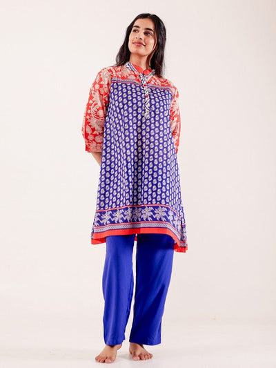 Blue Printed Nightwear Pyjama Set