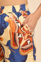 The Kaftan Company Pyjama Set Blue V-Neck Top and Butterfly Print Pyjama Loungeset