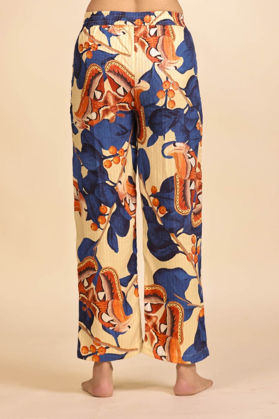 The Kaftan Company Pyjama Set Blue V-Neck Top and Butterfly Print Pyjama Loungeset