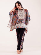 The Kaftan Company Pyjama Set Brown Ethnic Printed Viscose Nightwear Pyjama Set