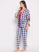 The Kaftan Company Pyjama Set Colourblocked Checks reversible Lounge Set