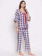 The Kaftan Company Pyjama Set Colourblocked Checks reversible Lounge Set