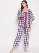 The Kaftan Company Pyjama Set Colourblocked Checks reversible Lounge Set