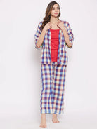 The Kaftan Company Pyjama Set Colourblocked Checks reversible Lounge Set