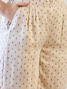 The Kaftan Company Pyjama Set Cream Micro Floral Print Cotton Satin Waistcoat Pyjama Set