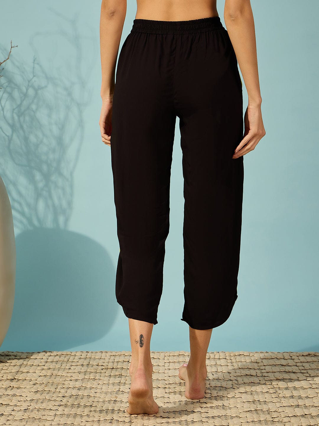 The Kaftan Company Pyjama Set Flourescent Green and Black Pyjama Set
