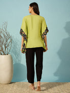 The Kaftan Company Pyjama Set Flourescent Green and Black Pyjama Set
