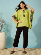 The Kaftan Company Pyjama Set Flourescent Green and Black Pyjama Set