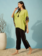 The Kaftan Company Pyjama Set Flourescent Green and Black Pyjama Set