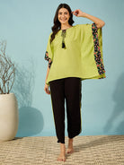 The Kaftan Company Pyjama Set Flourescent Green and Black Pyjama Set