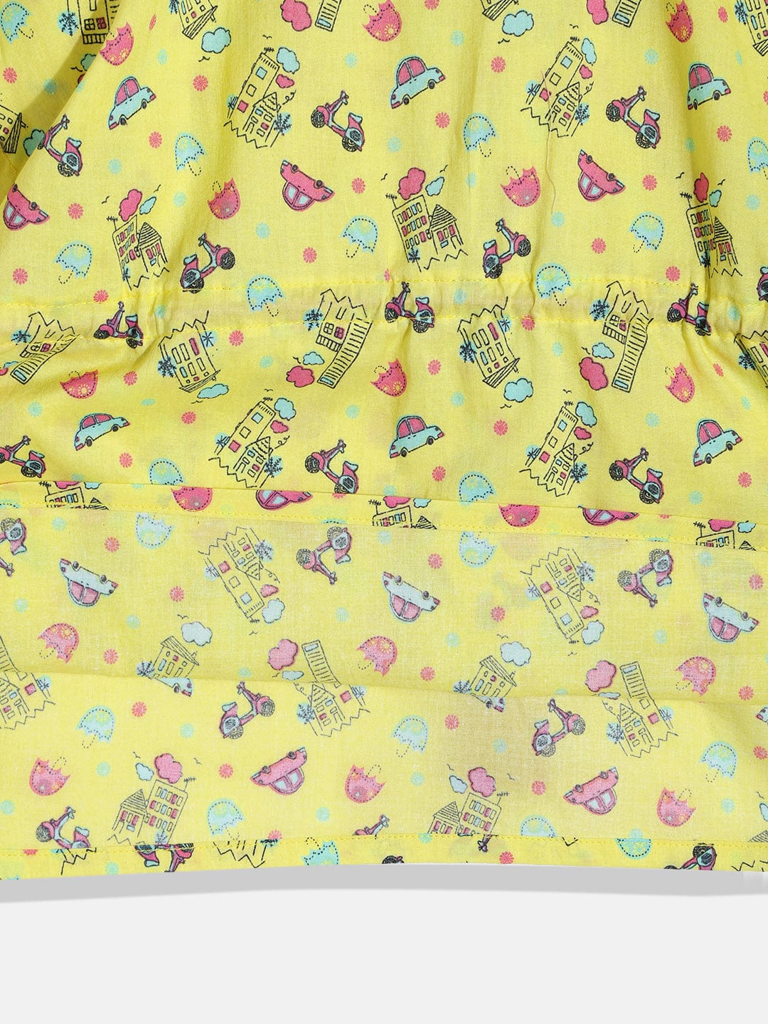 The Kaftan Company Pyjama Set Girls Cute Yellow Conversational Kaftan Pyjama Set