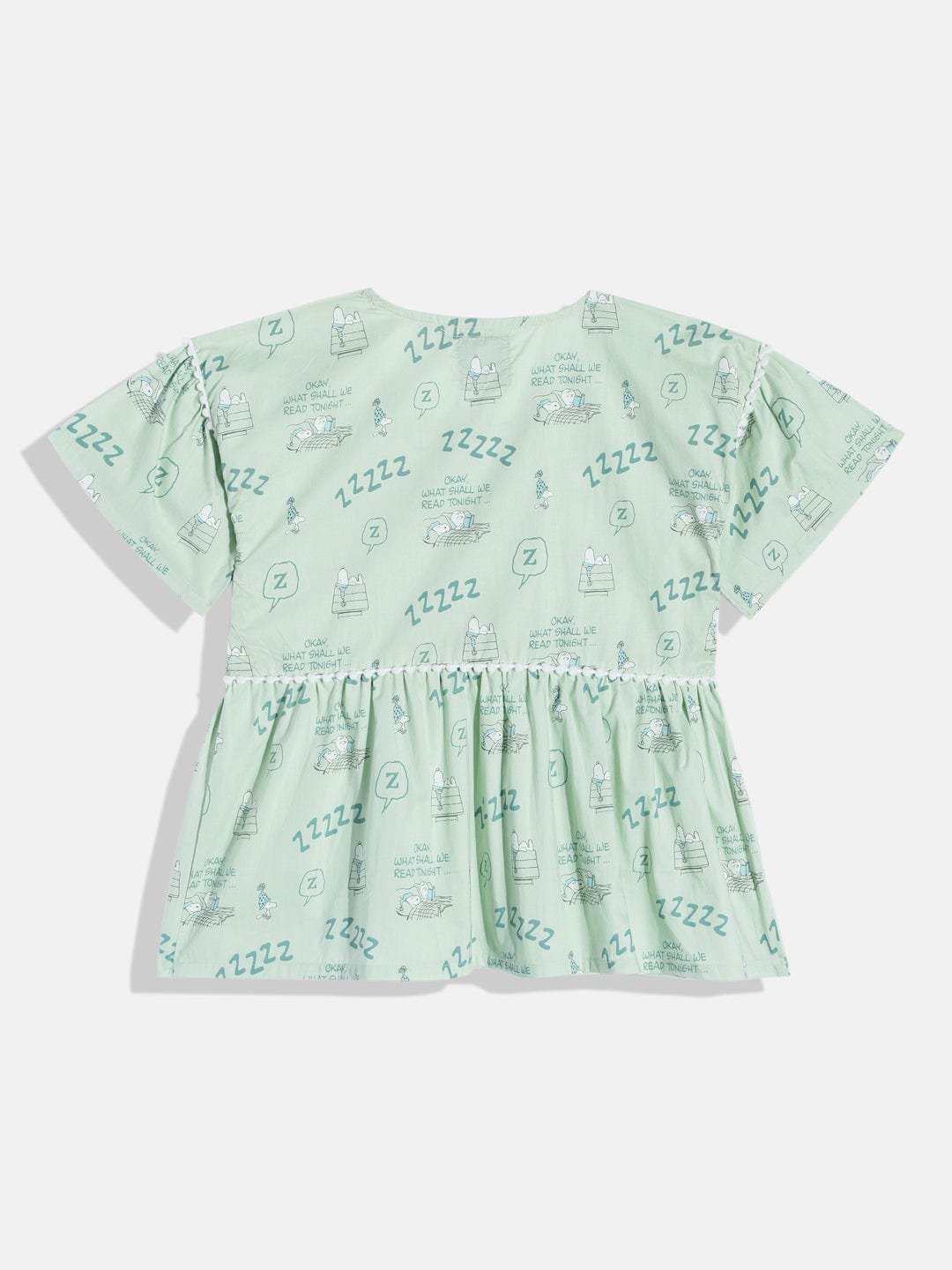 The Kaftan Company Pyjama Set Girls Green Peplum Kimono Pyjama Set