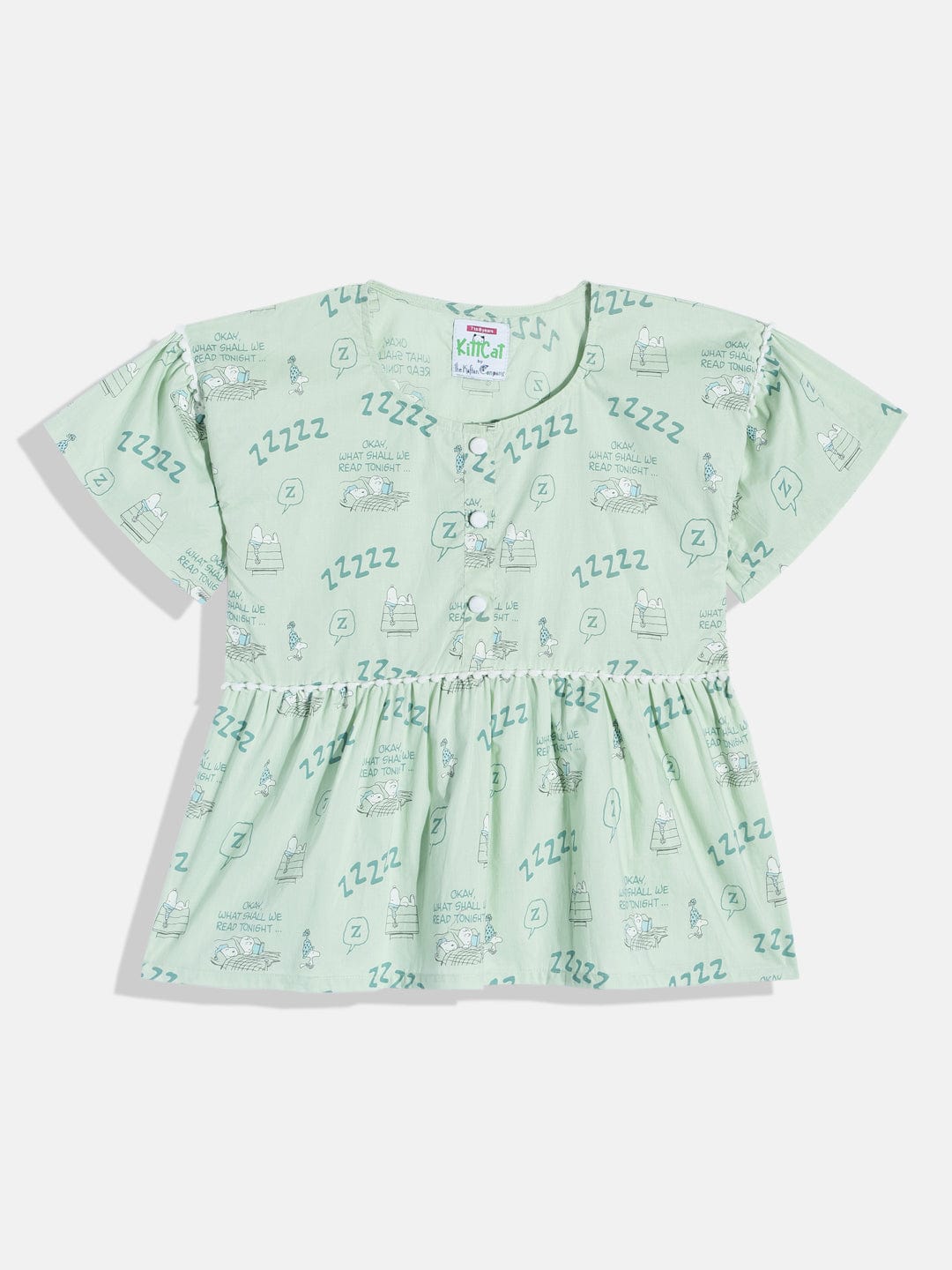 The Kaftan Company Pyjama Set Girls Green Peplum Kimono Pyjama Set