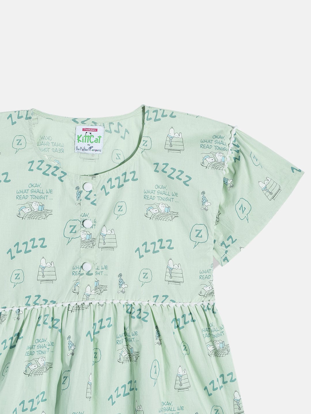 The Kaftan Company Pyjama Set Girls Green Peplum Kimono Pyjama Set