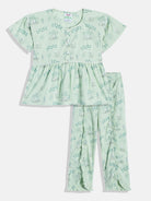 The Kaftan Company Pyjama Set Girls Green Peplum Kimono Pyjama Set
