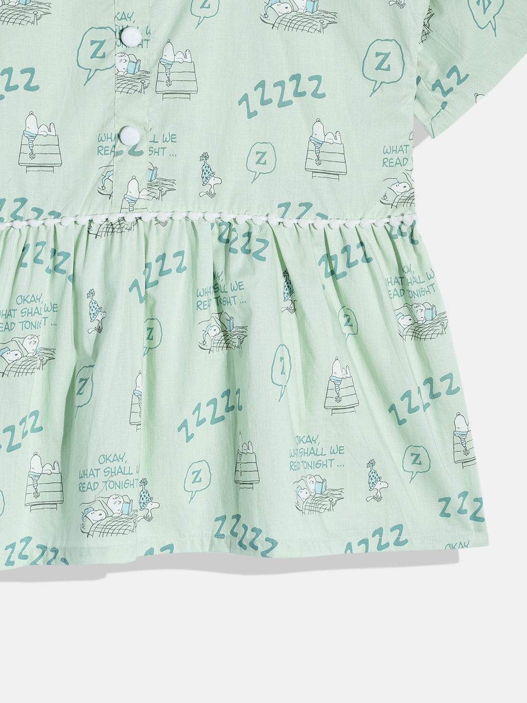 The Kaftan Company Pyjama Set Girls Green Peplum Kimono Pyjama Set