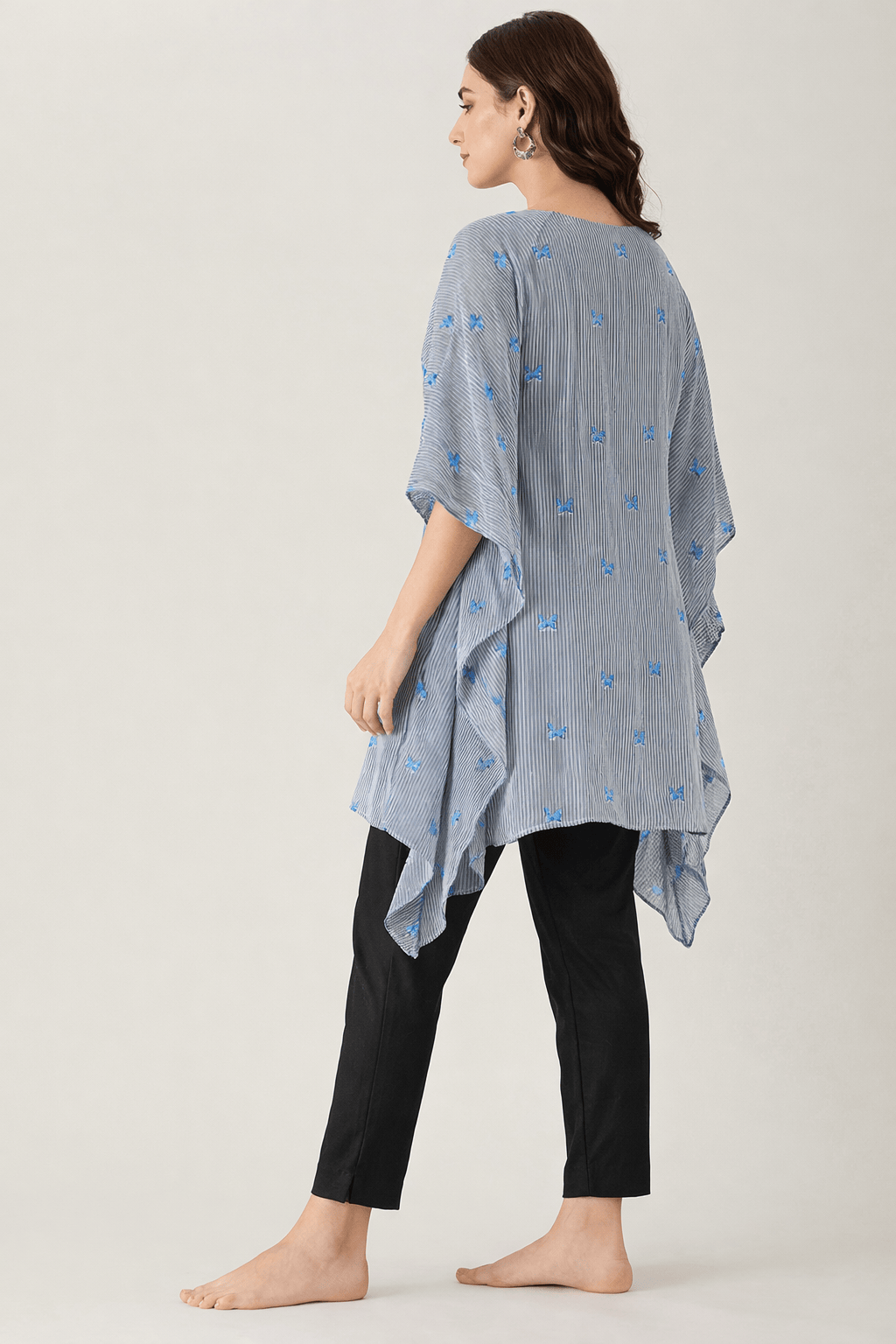 The Kaftan Company Pyjama Set Grey Striped Modal Kaftan Pyjama Set