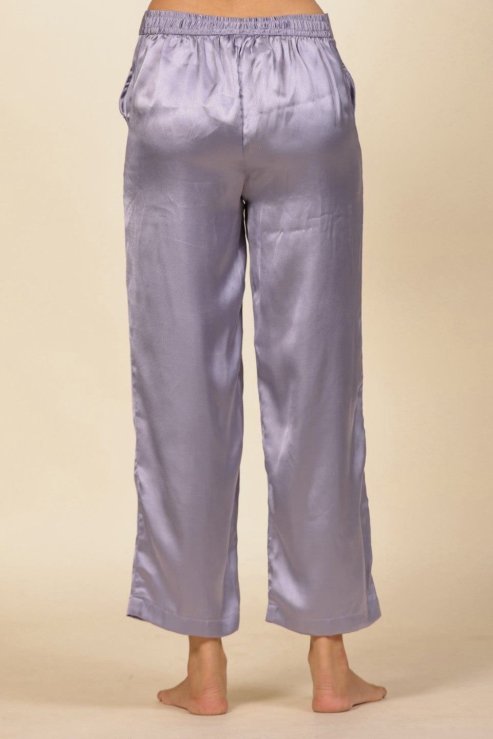 The Kaftan Company Pyjama Set Lavender Lustrous Satin Button-Down Shirt and Pyjama Nightsuit