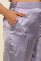 The Kaftan Company Pyjama Set Lavender Lustrous Satin Button-Down Shirt and Pyjama Nightsuit