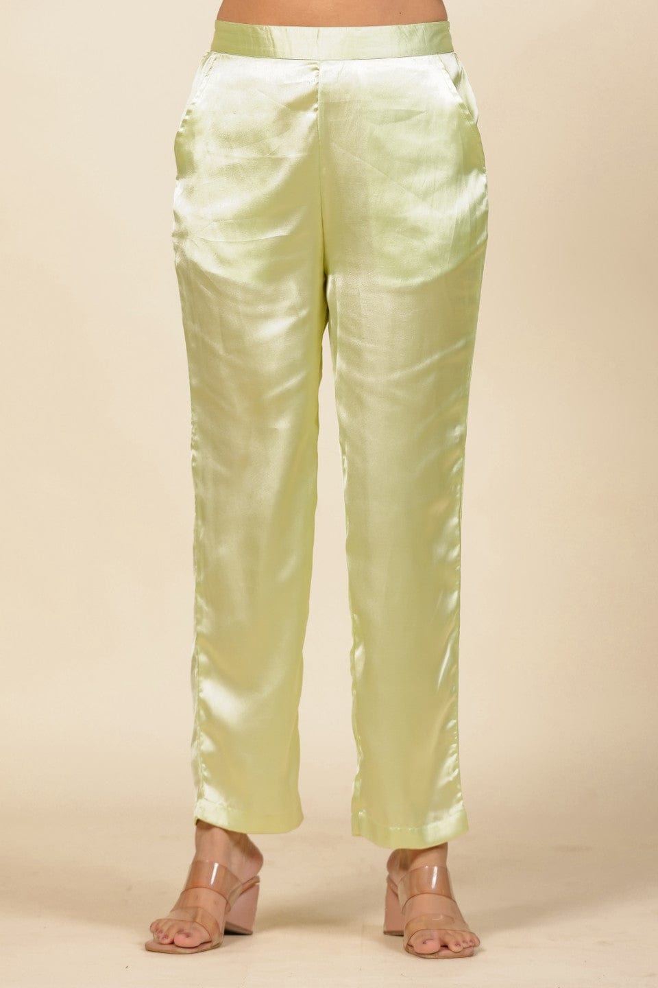 The Kaftan Company Pyjama Set Light Green Satin Hooded Lounge Wear Set