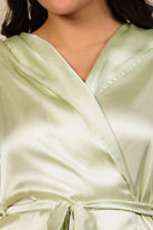 The Kaftan Company Pyjama Set Light Green Satin Hooded Lounge Wear Set