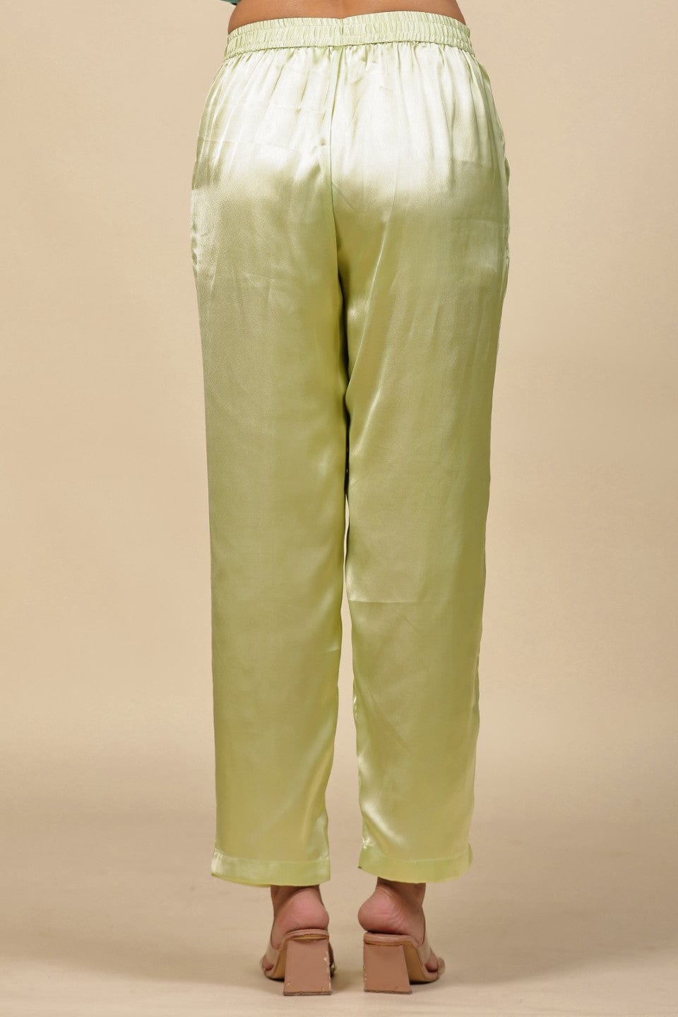 The Kaftan Company Pyjama Set Light Green Satin Hooded Lounge Wear Set