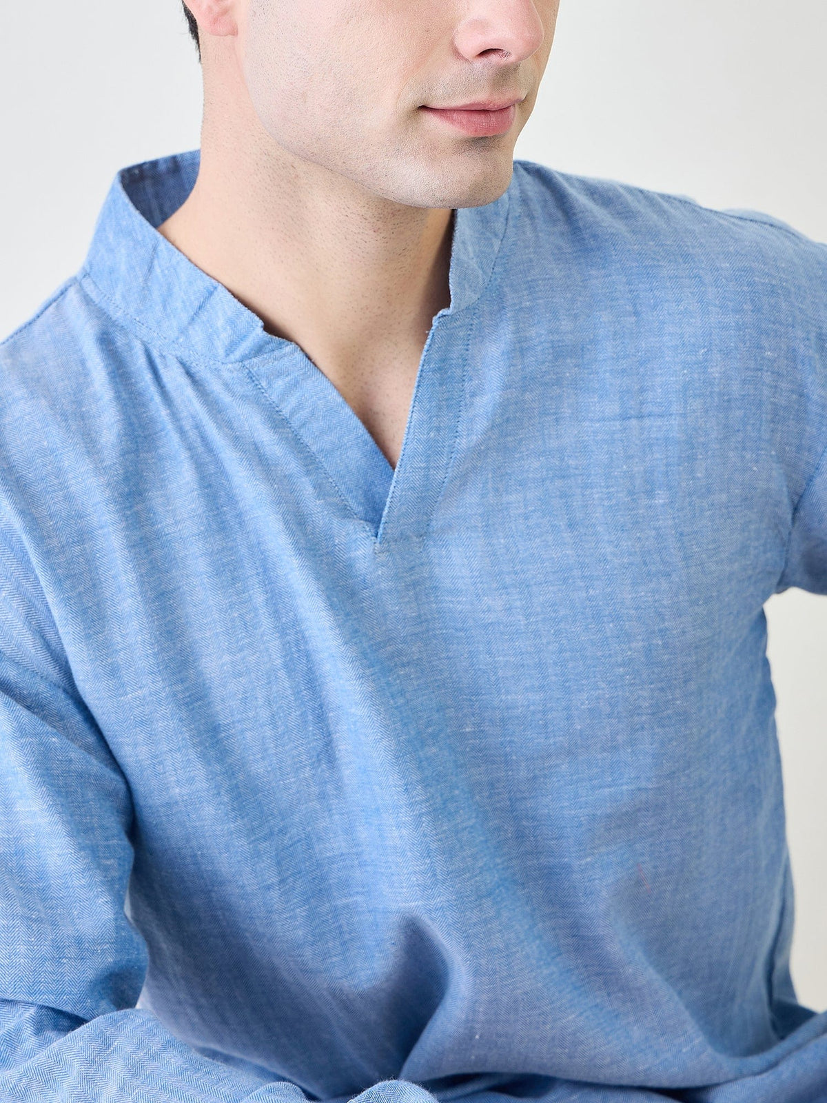 The Kaftan Company Pyjama Set Mens Blue Cotton Pyjama Set
