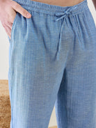 The Kaftan Company Pyjama Set Mens Blue Cotton Pyjama Set