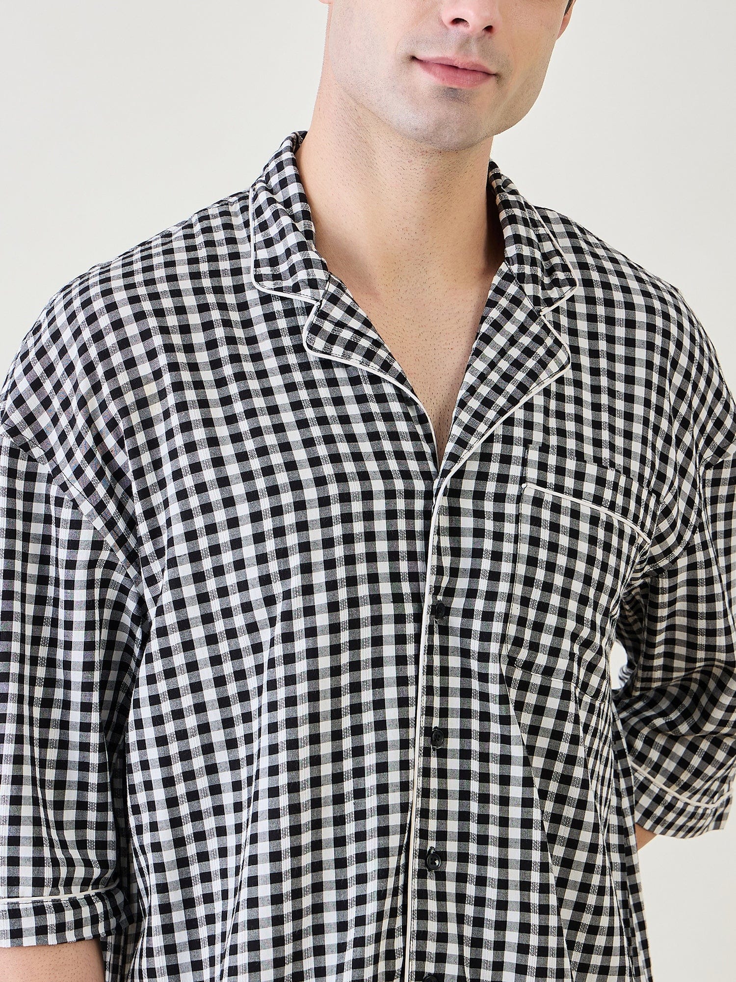 The Kaftan Company Pyjama Set Mens Checks Cotton Pyjama Set