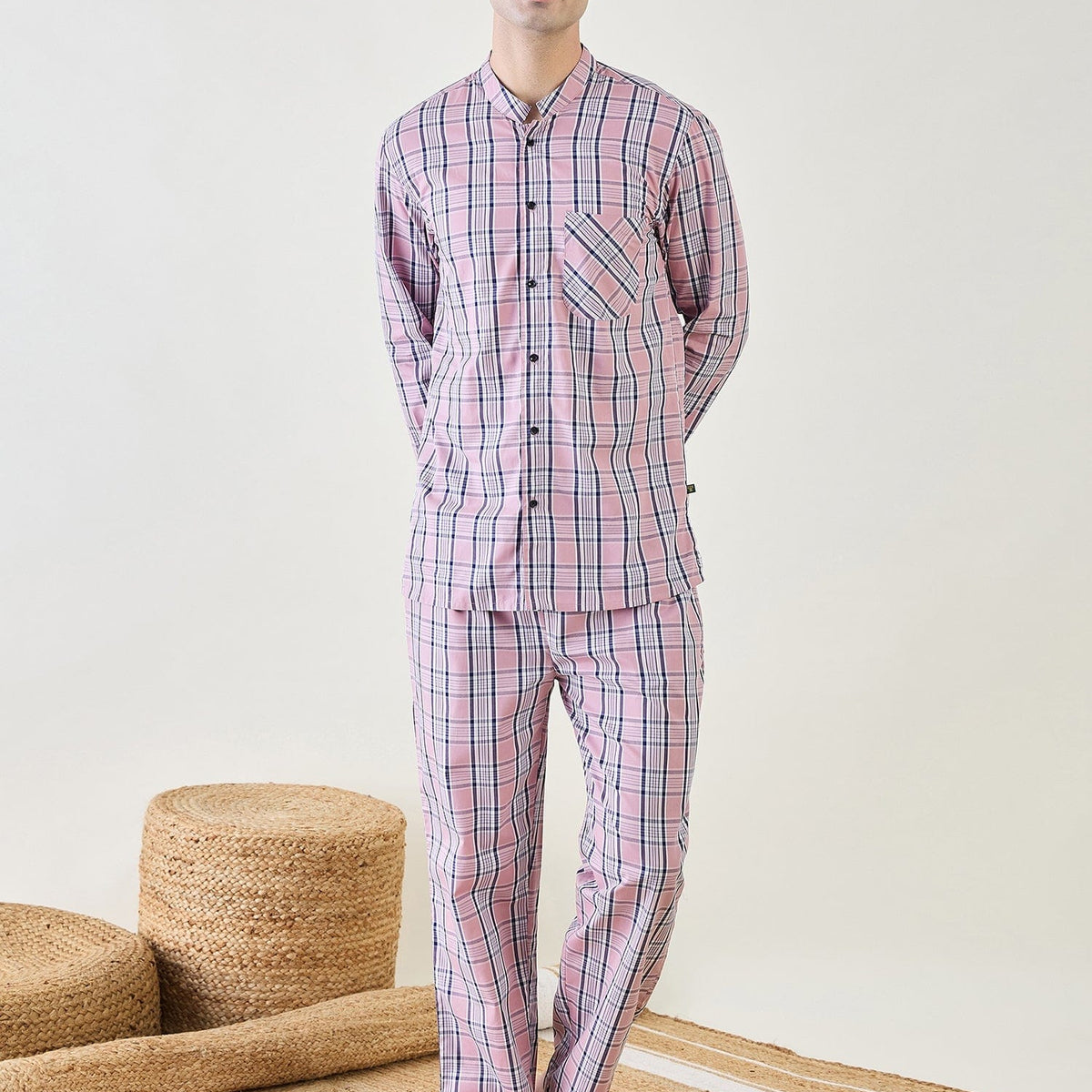 Chaps Pink Pyjamas Men's Pink Checks 100% Cotton Pyjama Set €€œ The Kaftan Company