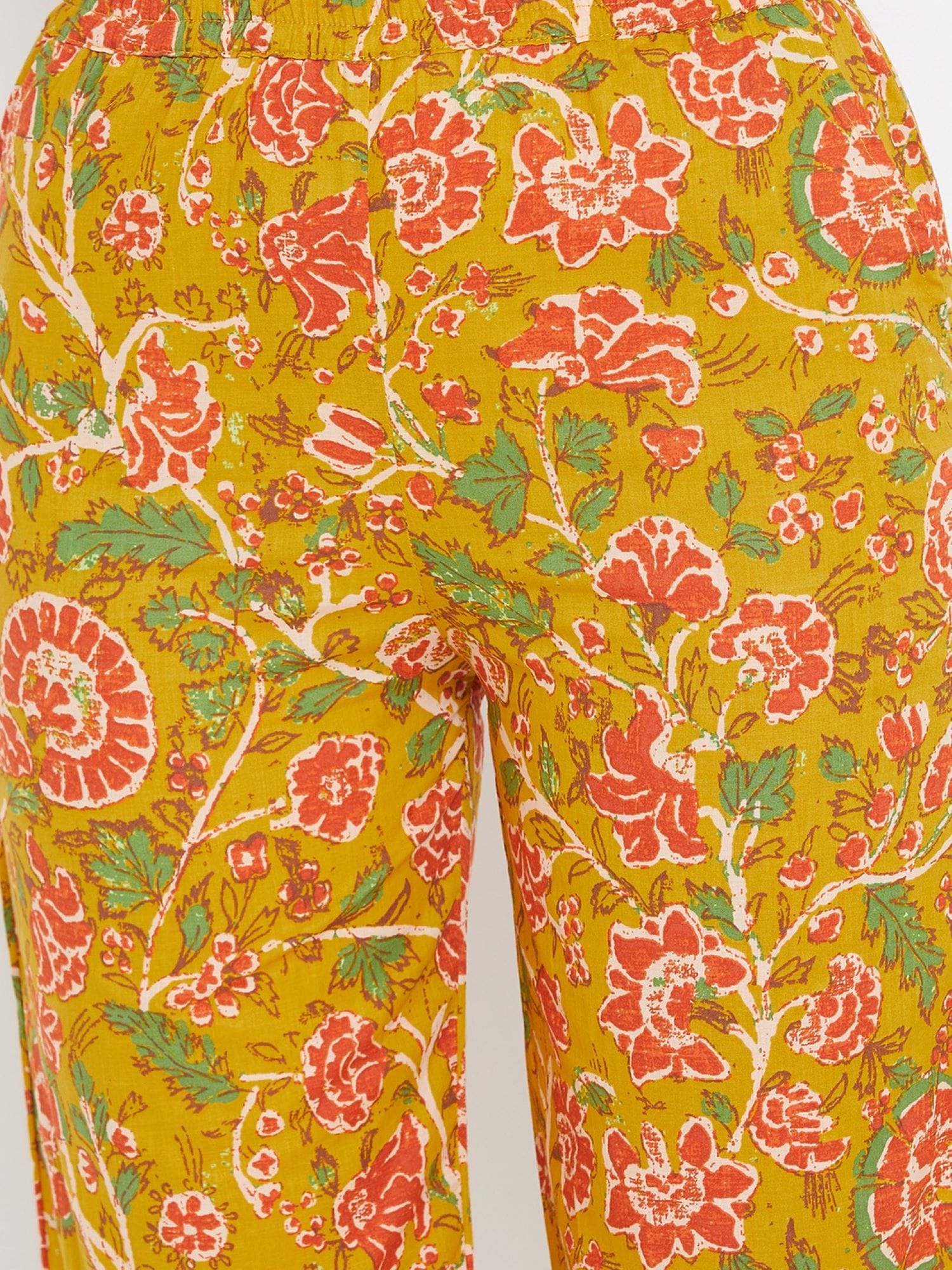 The Kaftan Company Pyjama Set Mustard Floral Kaftan Pyjama Lounge Set