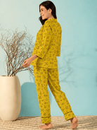 The Kaftan Company Pyjama Set Mustard Halloween Print Cotton Pyjama Set