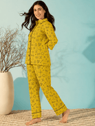 The Kaftan Company Pyjama Set Mustard Halloween Print Cotton Pyjama Set