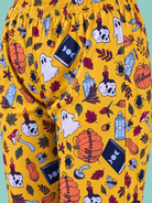 The Kaftan Company Pyjama Set Mustard Halloween Print Crepe Pyjama Set with Eye Mask