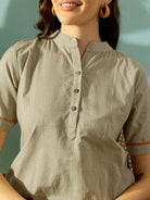 The Kaftan Company Pyjama Set Olive Grid Textured Cotton Nightwear Pyjama Set