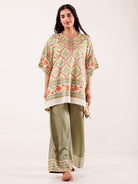 The Kaftan Company Pyjama Set Olive Printed Viscose Rayon Nightwear Pyjama Set