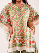 The Kaftan Company Pyjama Set Olive Printed Viscose Rayon Nightwear Pyjama Set