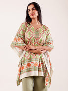 The Kaftan Company Pyjama Set Olive Printed Viscose Rayon Nightwear Pyjama Set