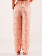 The Kaftan Company Pyjama Set Peach Animal Printed Viscose Rayon Pyjama Set