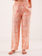 The Kaftan Company Pyjama Set Peach Animal Printed Viscose Rayon Pyjama Set