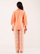 The Kaftan Company Pyjama Set Peach Animal Printed Viscose Rayon Pyjama Set