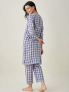 The Kaftan Company Pyjama Set Pink Checks Reversible Cotton Pajama Set