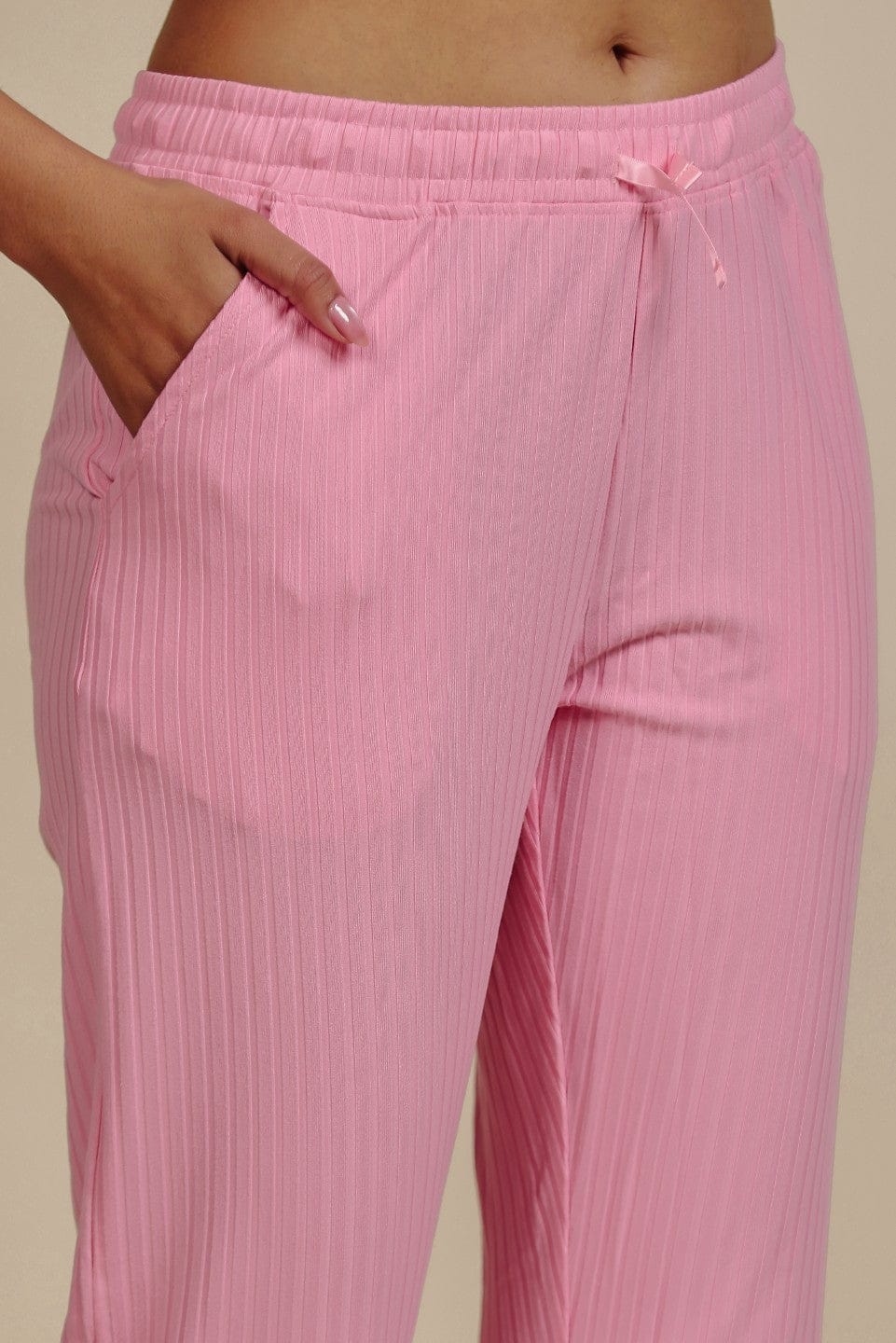 The Kaftan Company Pyjama Set Pink Floral Viscose Rayon Top and Cotton Jogger Nightsuit