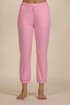 The Kaftan Company Pyjama Set Pink Floral Viscose Rayon Top and Cotton Jogger Nightsuit