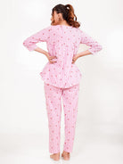 The Kaftan Company Pyjama Set Pink Stripe Viscose Rayon Pyjama Set with Ruffle Top