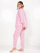 The Kaftan Company Pyjama Set Pink Stripe Viscose Rayon Pyjama Set with Ruffle Top