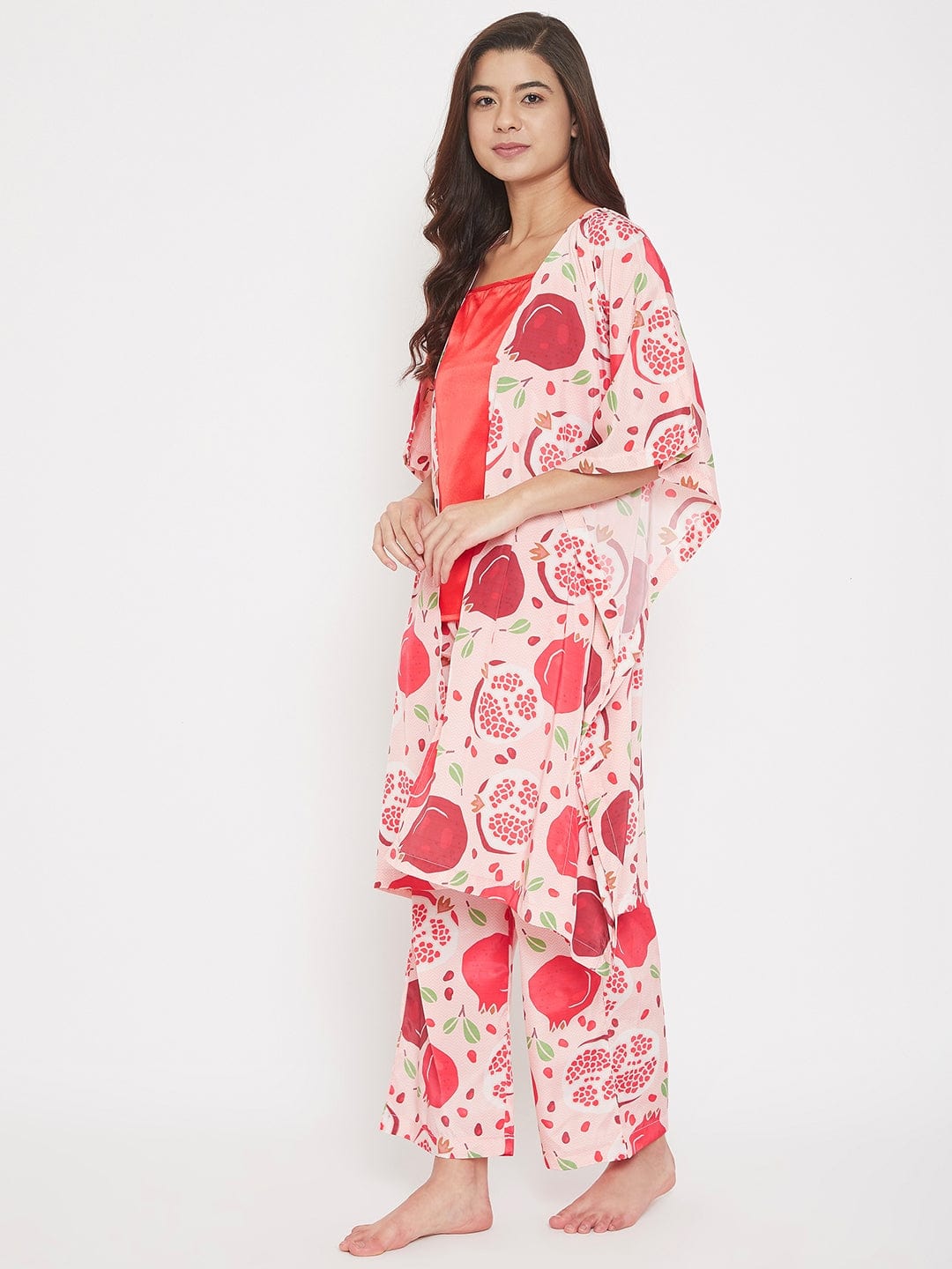 The Kaftan Company Pyjama Set Pomegranate Printed 2 Piece Set - ( Final Sale)