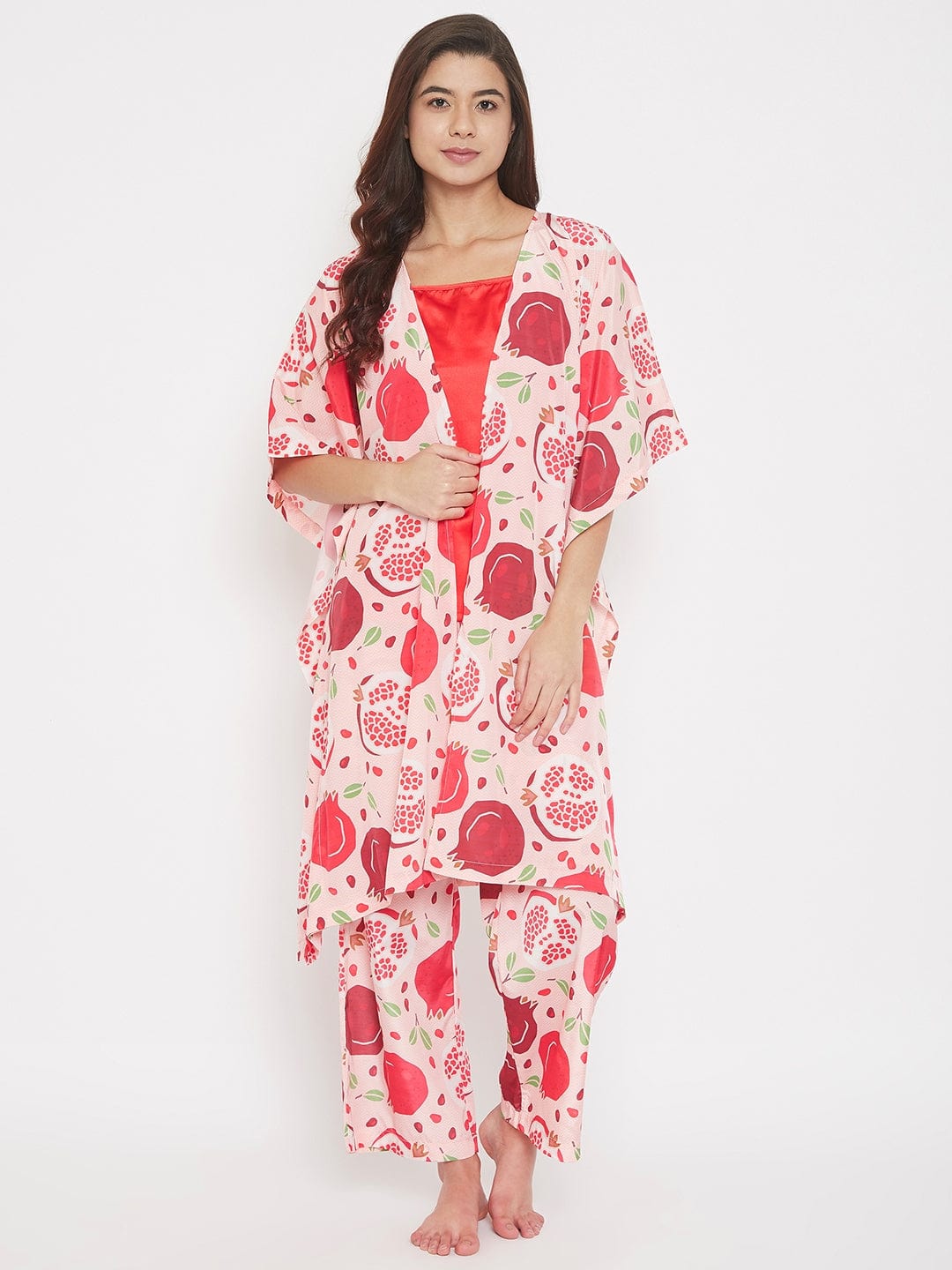 The Kaftan Company Pyjama Set Pomegranate Printed 2 Piece Set - ( Final Sale)