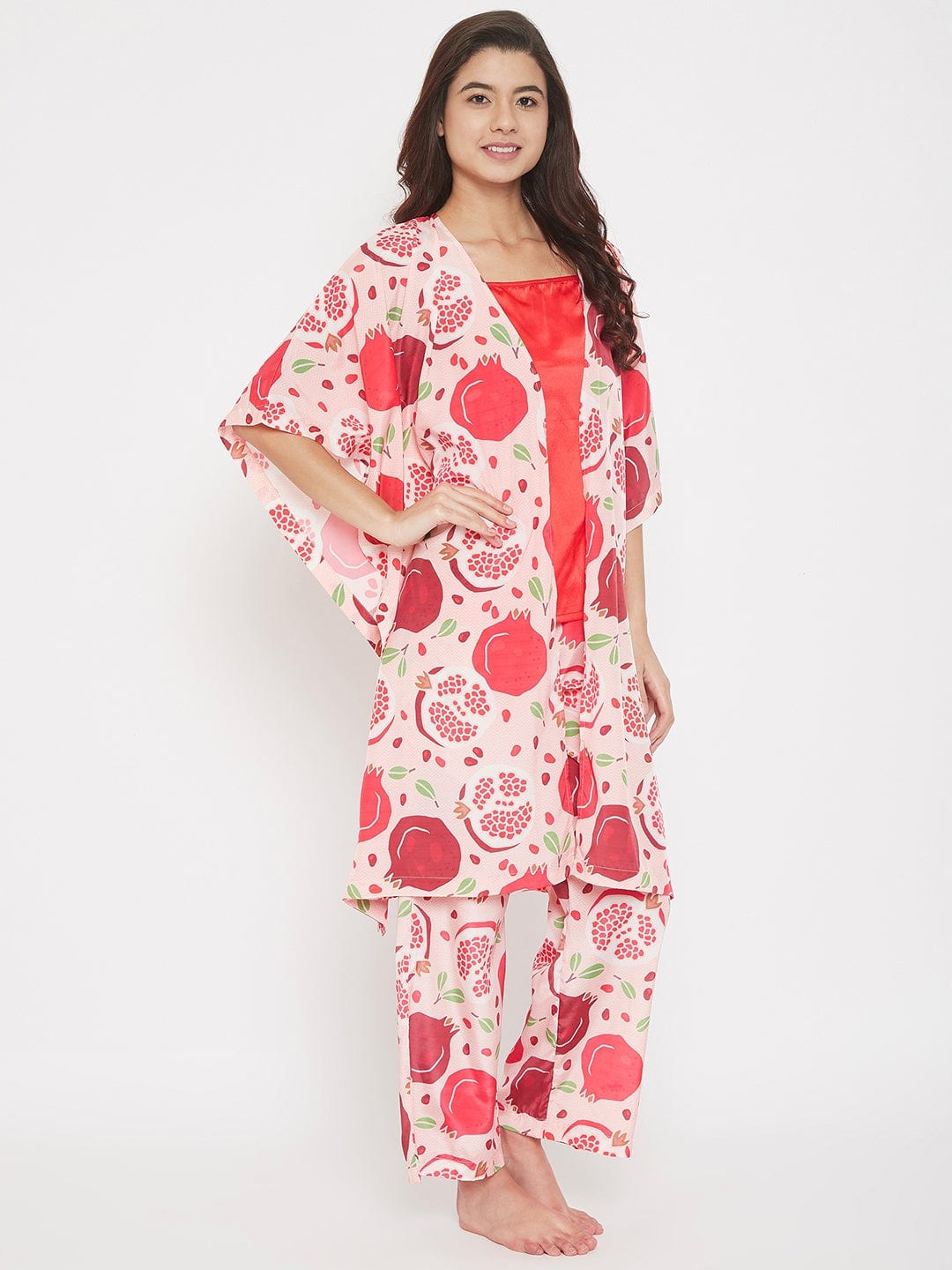 The Kaftan Company Pyjama Set Pomegranate Printed 2 Piece Set - ( Final Sale)