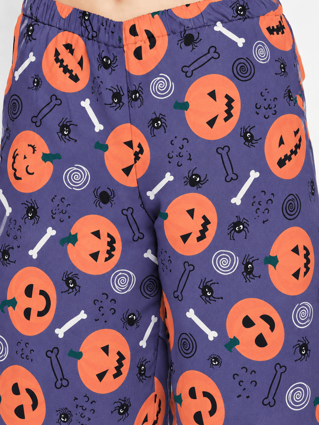 The Kaftan Company Pyjama Set Purple Pumpkin Print Modal Pyjama Set with Cropped Pyjamas